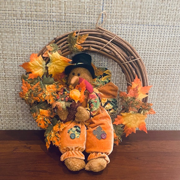 None Other - 🌟HP🌟NWOT Plush Turkey & Grape Vine Fall Decorative Wreath